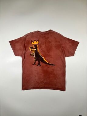 Jean-Michel Basquiat T-Shirt Mens XL Rust Dinosaur Crown Art Graphic Tee